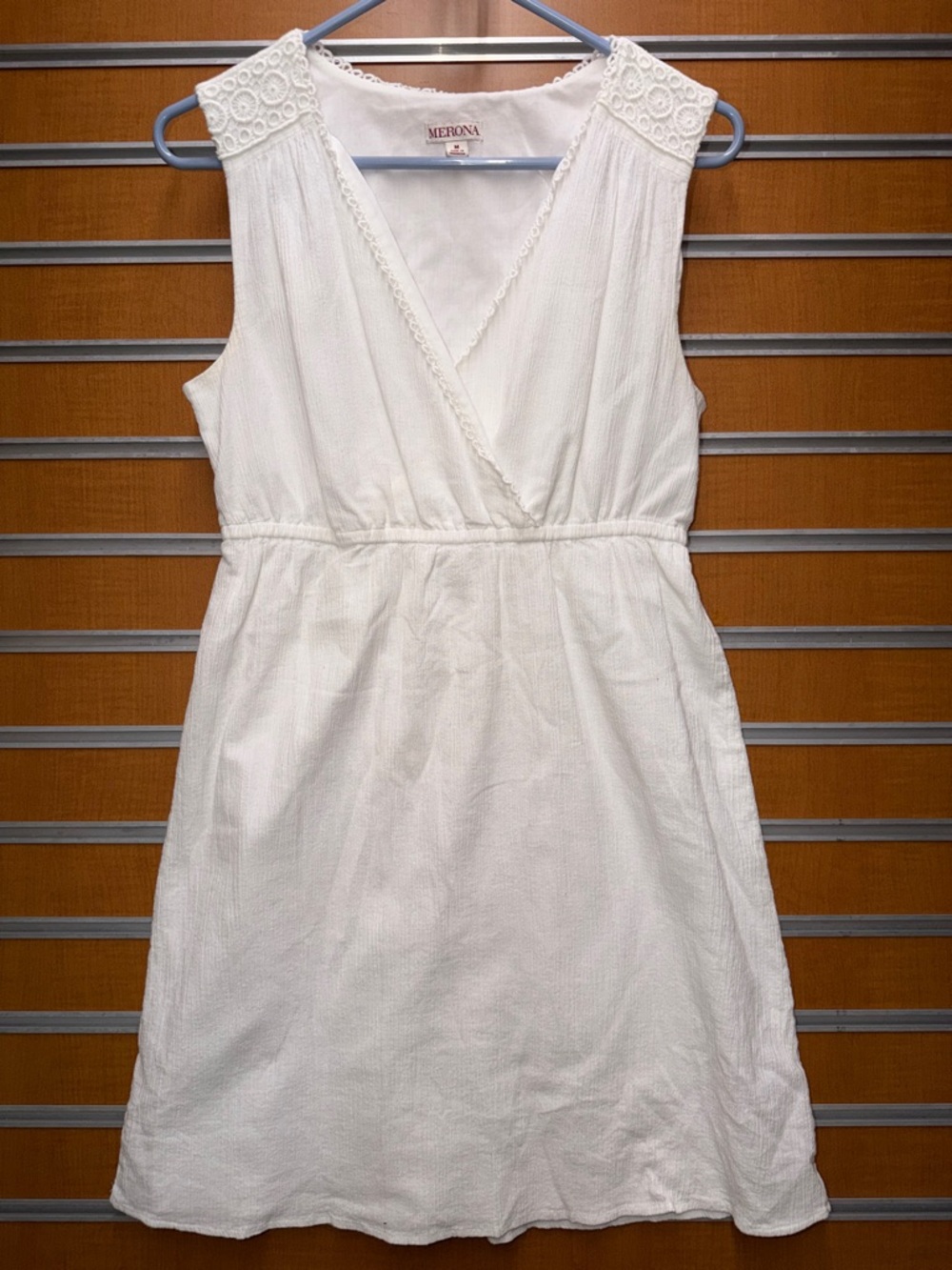 Merona White Lace-Trim V-Neck Sleeveless Dress